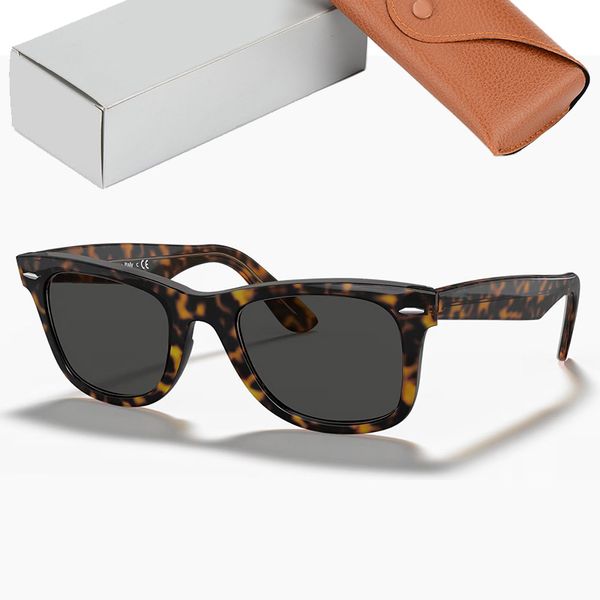 Occhiali da sole di lusso Occhiali da sole Uomo Donna Montatura in acetato da viaggio con lenti in vetro Occhiali da sole classici Uomo Donna con scatola in pelle