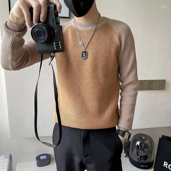 Erkek Sweaters Erkek Giysileri Külotlar Erkekler İçin Yuvarlak Yakalar Örtü Mürettebat Beyaz Eğlenceli Tasarımcı Lüks Kore 2024 Sonbahar Gündelik