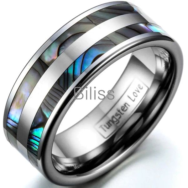 Bands 8mm Top -Qualität Tungsten Carbid Ring mit doppelter Abalone Shell Inlay für Männer Engagement Ehering Anillos Hombre