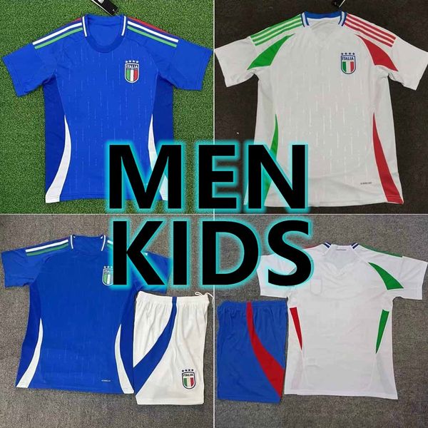 2024 2025 Италия Футбольные майки ДОМА В ГОСТИ Italia VERRATTI CHIESA maglie BARELLA BONUCCI предматчевая тренировочная майка униформа camisetas maillot футбольная футболка Футболка