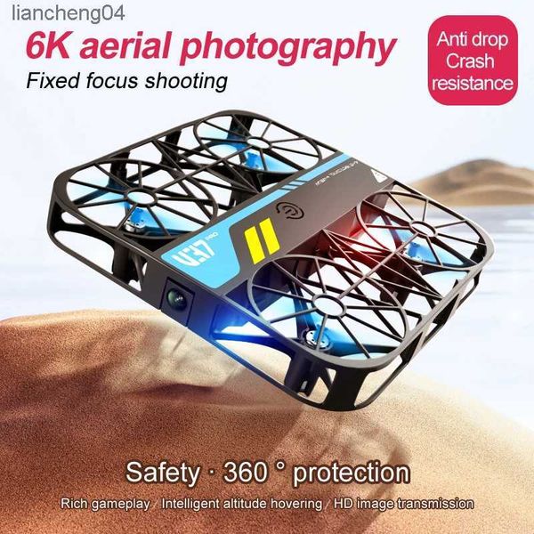 Aeronave elétrica / RC Novo mini drone com câmera 6K HD fácil de transportar WiFi FPV Dron High Hold Mode Mini Pocket Quadcopter Rc Helicopter Boy Toy Gift