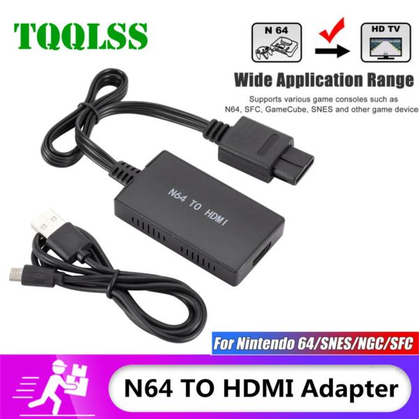 Kablolar 720p/1080p N64 - HDMICompatible Dönüştürücü Oyun Konsolu Adaptörü Nintendo 64/NGC/SNES için HD kablo adaptörünü takın ve oynatın