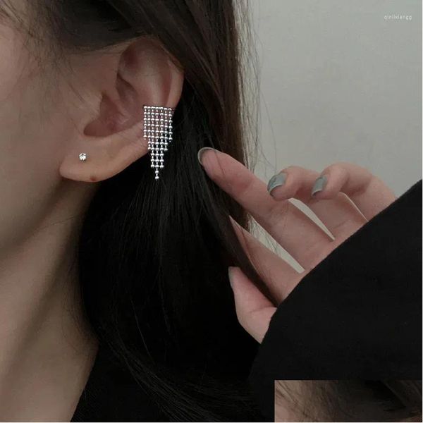 Clip-On-Ohrringe mit Schraubverschluss, 1 Stück, Silberfarben, runde Perlen, Quaste, Ohrklemme für Frauen, Mädchen, Geschenk, Sinn für Design, einzigartiges Temperament, C Ot3Q7