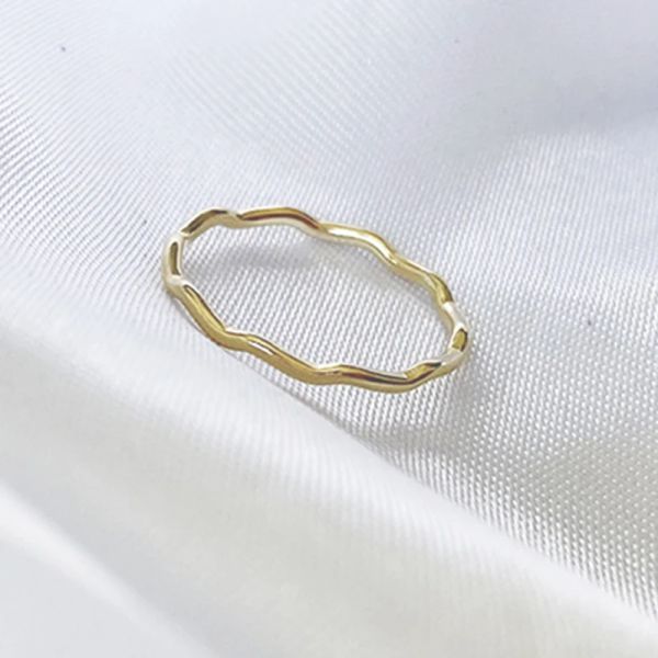 Anéis 14k anel de onda de onda de ouro 14k Chevron Knuckle Ring Minimalism Jóias de ouro Anilos Mujer Bague Femme Boho Aneis Ring for Women
