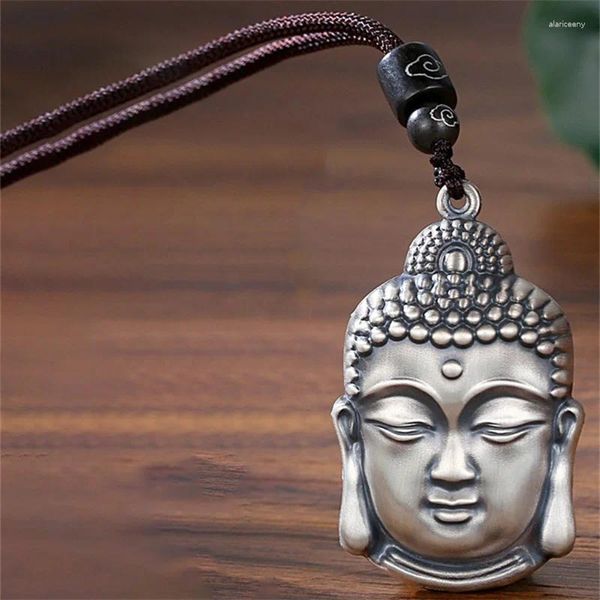Anhänger Halsketten Retro Buddha Kopf Halskette Für Männer Frauen Schmuck Persönlichkeit Tathagata Statue Weibliche Schutzpatron Bijou