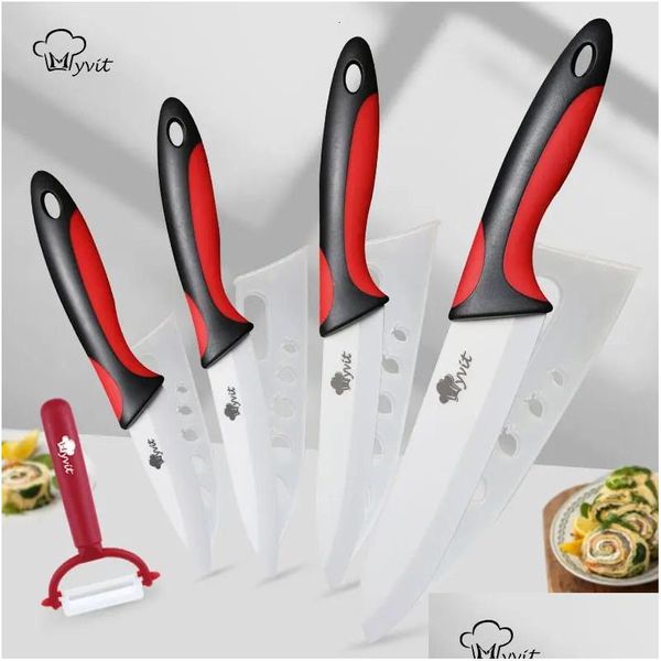 Facas de cozinha Conjunto de facas de cerâmica Facas de cerâmica Paring Utility Slicing Chef 3 4 5 polegadas lâmina de zircônia branca frutas vegetais ferramentas Cutt Otkb3