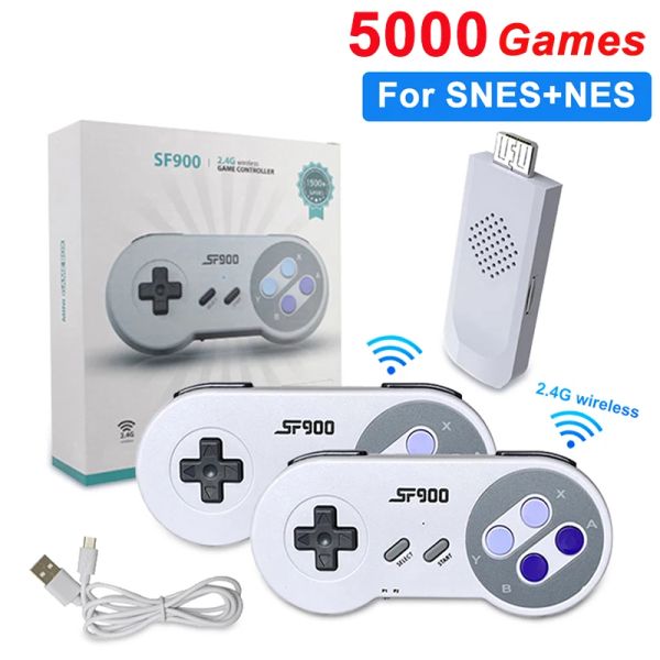 Console SF900 HD Game Stick Console per videogiochi retrò 5000 giochi integrati per SNES NES Controller wireless Lettore di gioco portatile a 16 bit