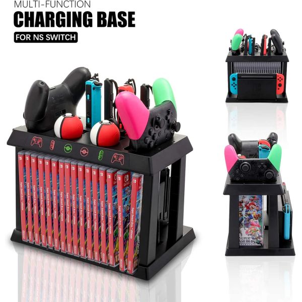 Significa Nintendo Switch Charging Dock Stand Stand para Joycon Pro Controller Poke Ball Charger Game Card Box Slots
