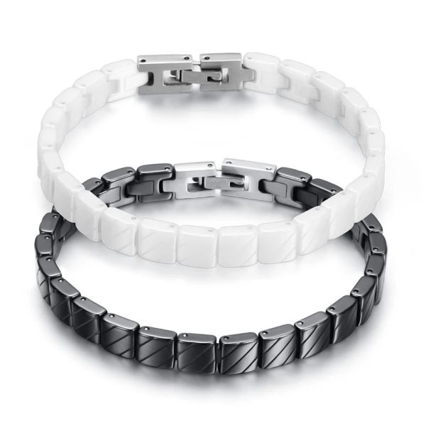 Armbänder Neue Keramik -Mode -Persönlichkeit Schwarz -Weiß -Nähen Armband Männer und Frauen Allmatch Magnetic Armband