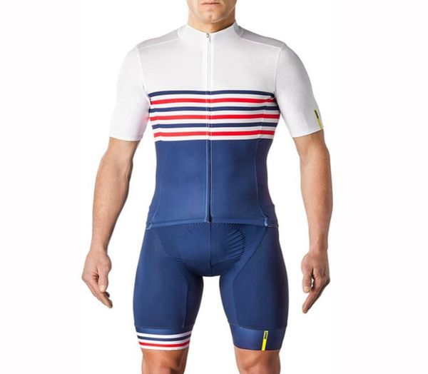 Mav 2020 novo terno de ciclismo masculino manga curta camisa de ciclo branco azul bicicleta bib shorts com almofada de gel 9d coolmax tuta em silicone1840257