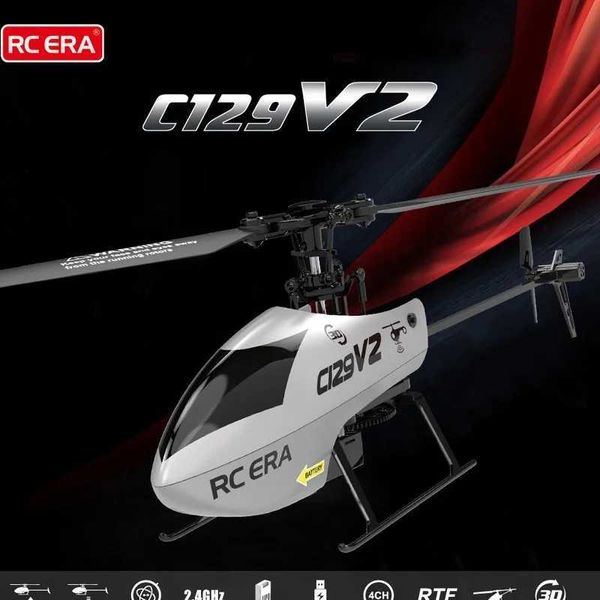 Aeronave elétrica / RC Novo modelo de helicóptero C129 V2 de hélice única sem aileron 360 Stunt Avião de controle remoto Brinquedo de menino Presente de aniversário para crianças