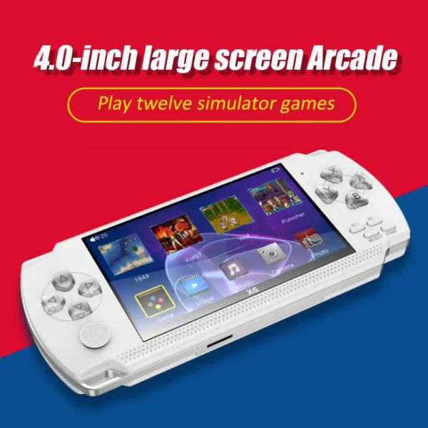 Spieler 8G 4,0 -Zoll -Handheld -Videospielkonsole Dual Joystick Mini Tragbare Spielekonsole 1500 Klassische kostenlose Spiele Support TV PC