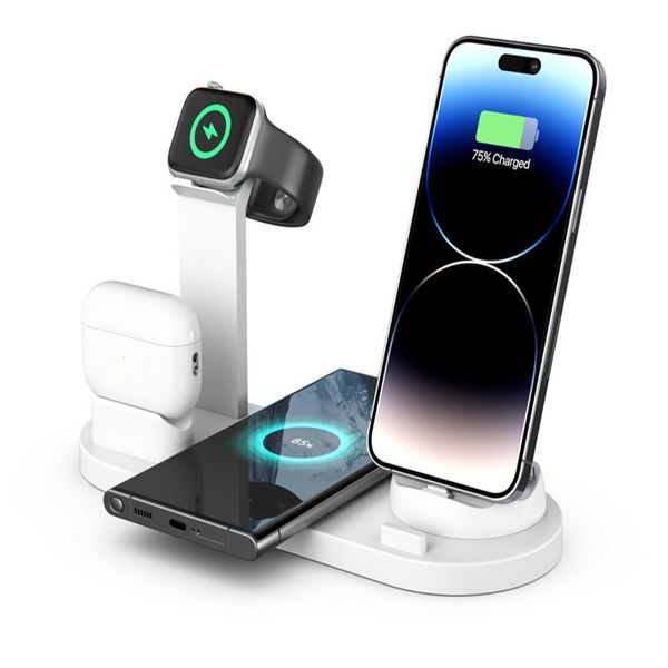 Caricabatterie Wireless da 15 W per iPhone Samsung 3in1 Dock Station di ricarica tipo C Micro USB Apple Watch Airpods Supporto per auricolare