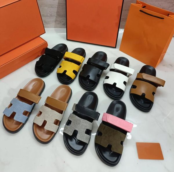 Designer de couro chypre sandálias mulheres slides chinelos luxo verão praia plana pelúcia sandália