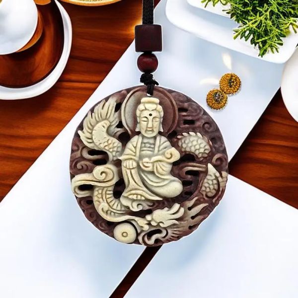 PENDANTS Jade Guanyin Accessori a pendente Amuleto Accessori intagliati Pendanti di lusso Gioielli Natural Stone Collana Talismi di pietre preziose