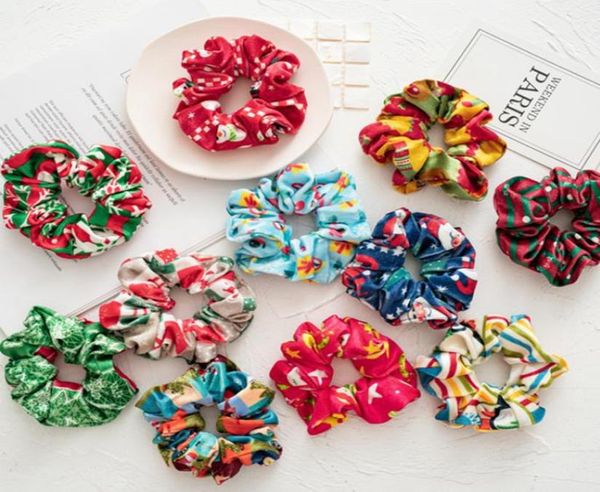 Natal scrunchy hairbands veludo faixas de cabelo elástico mulheres laços de cabelo cordas meninas scrunchies rabo de cavalo titular presente de natal 11 designs4296297