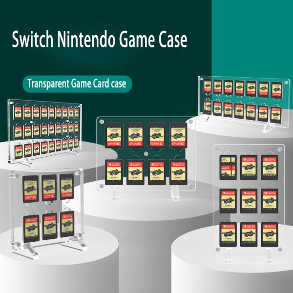 Casos transparentes caso de cartão de jogo para nintendo switch 6/8/9/14/18/27 slots de cartão protetor à prova de choque acrílico jogos caixa de armazenamento titular