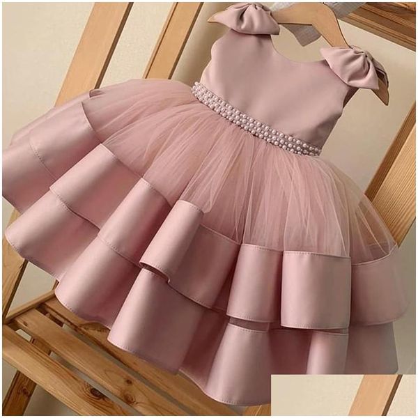 Mädchen Kleider Born Baby Bownot Kleid 1 Jahr 2. Geburtstag Tutu Taufkleid Taufe Kleidung Kleinkind Party Wear Drop Lieferung Kinder Ma Otmya