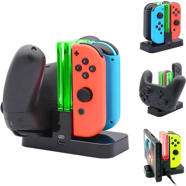 Caricabatterie 4 in1 Dock di ricarica per Nintend Switch OLED Joycon Controller Caricatore per Nintendo Switch Pro Gamepad Supporto di ricarica NS Switch