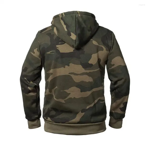 Herren-Kapuzenpullover, aufgesetzte Taschen-Hoodie, lockere Passform, Kapuzenpullover, Camouflage-Druck, mit Kordelzug, elastische Manschette für den Herbst