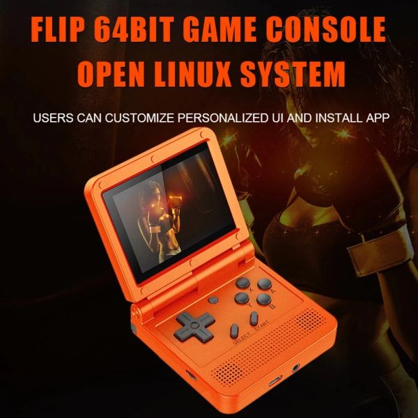 Spieler V90 3D 3.0 ips Retro-Spielekonsole Flip Linux System Handheld-Spielekonsole 64-Bit tragbares Videospiel für PS1 NES FORSFC