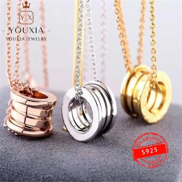 Ciondoli Vendita calda europea e americana s925 Argento design semplice moda Coppia molle Collana Collana di gioielli di lusso per donna