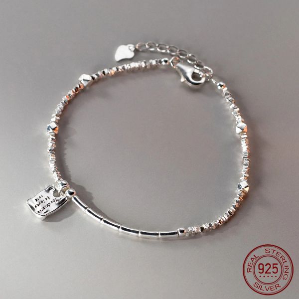 Braccialetti La Monada Braccialetti irregolari da 16,5 + 3,5 cm per donna Bracciale in argento sterling 925 con carta d'identità esagonale in argento sterling 925