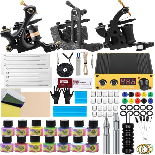 Kleider Yangna Tattoo Kit komplett Tattoo Hine Waffe Set mit Tinten Netzteil Tattoo Grips Beauty Tools Zubehör Tattoo Vorräte