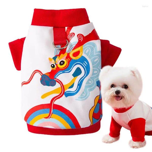Abbigliamento per cani 2024 Vestiti Anno Pet Costume da drago cinese Cappotto Cucciolo invernale Piccolo Festival di primavera Vestito Tang per Chihuahua