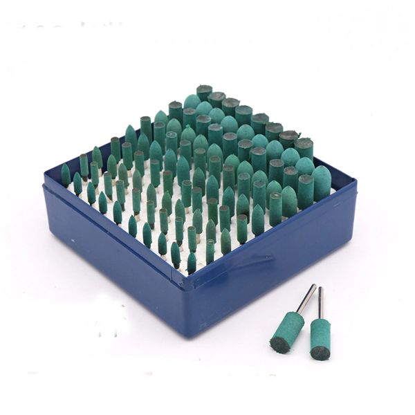 Equipamentos 100pcs conjunto de pedra abrasiva 3mm haste metal moagem cabeça borracha jóias moagem rodas bit