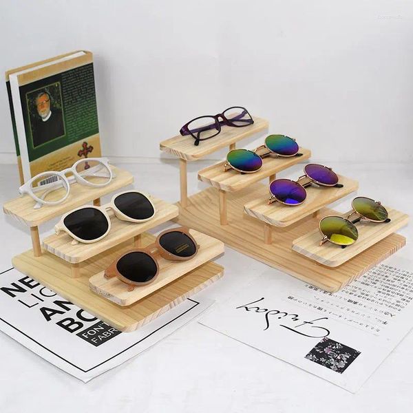 Ganchos de madeira maciça suporte de óculos expositor óculos de sol miopia quadro anime boneca artesanato casa armazenamento titular organizador