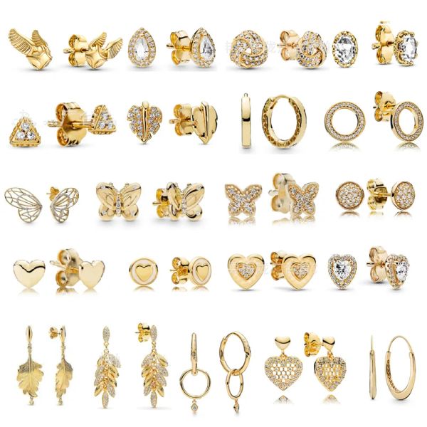 Ohrringe Gelbgold Ohrringe Damen Charm Schmuck Biene Schmetterling Liebe Zirkon Dreieck Mode Party 2023 Trend Authentisch Kreis