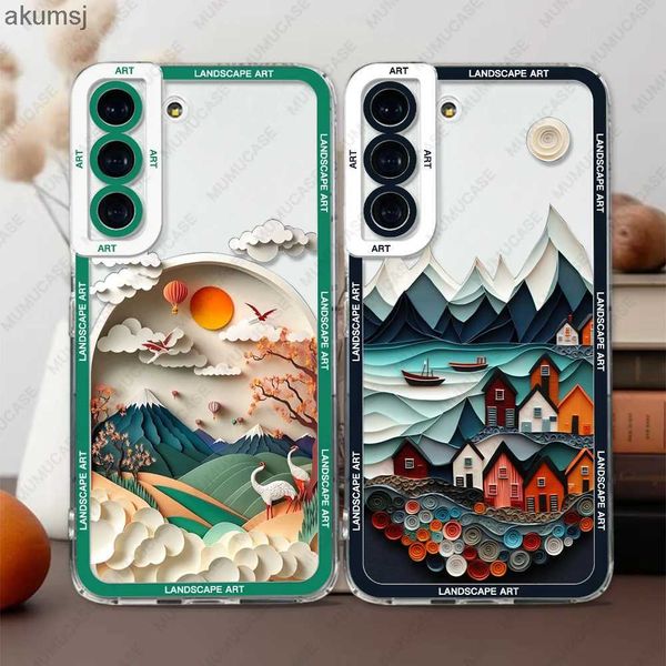 Handyhüllen Hülle für Samsung Galaxy S24 S20 S21 FE S22 Plus S23 Ultra A22 A54 5G Soft Cover Landschaft Kunst YQ240221