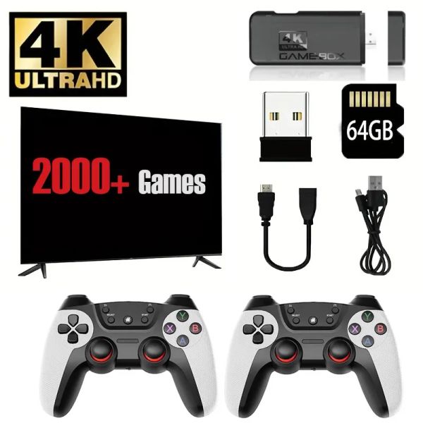 Konsolen K9 Klassische Retro-Videospielkonsole HDMI-kompatibel 4k 20000 Spiele 2,4 G Wireless Game Stick mit 2-Spieler-Controller Familiengeschenk