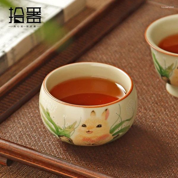 Tazze da tè in ceramica Ruyao Rabbit Gusto Il pezzo aperto del proprietario della tazza può sollevare un piccolo set individuale di una singola ciotola