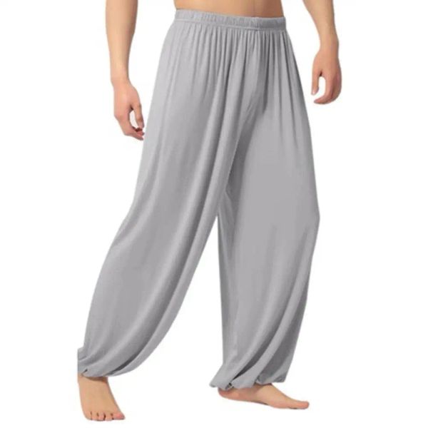 Pantolon Yumuşak Erkekler Sıradan Düz Renk Bol Pantolon Göbek Dans Yoga Harem Pantolon Pantolon