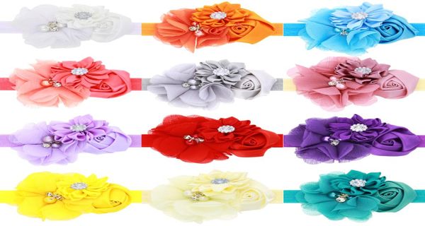 Bebê meninas headbands flor arco recém-nascidos recém-nascidos pérola strass rosa crianças princesa acessórios para o cabelo hairband headwear kha754477468