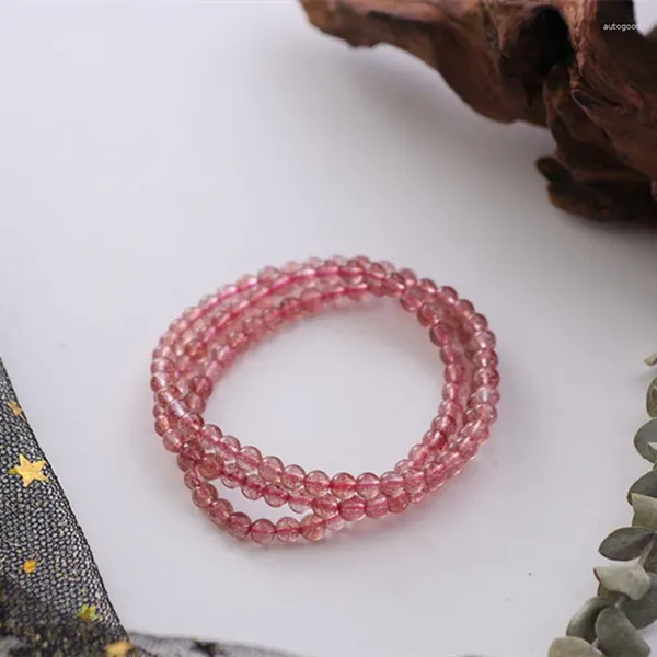 Strang ALLME Süße rosa rote Farbe Naturstein Kristall Perlen Armband für Frauen Großhandel mehrschichtige elastische Armbänder