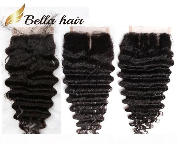 Bella cabelo 8a 826in fechamento de cabelo brasileiro onda profunda hd pré-arrancado cabelo virgem cor natural ondulado superior fechamento de renda cabelo humano p4414522