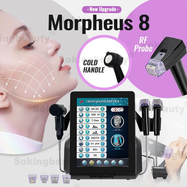 Schönheitssalon3 in 1 Gold Morpheus 8 mit Kalthammer Tragbare RF-Mikronadelmaschine Crystallite 8 mm Tiefe Radiofrequenz-Facelifting Hautstraffung