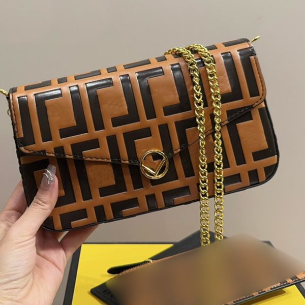 Multifuncional Três Em Um Pacote De Carta Luxurys Couro Longa Tira Bolsa Designer Correntes Douradas Bolsa De Ombro Mulheres Vintage Crossbody Bags