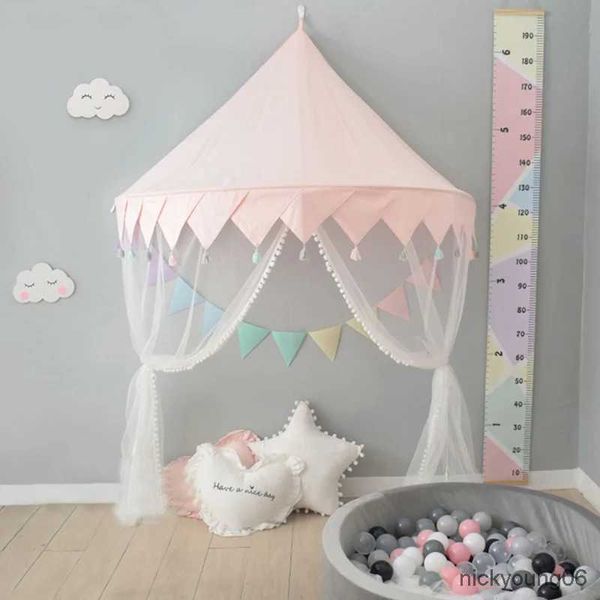 Tenda de berço nórdica para crianças, tenda rosa, princesa, castelo, casinha de brincar, tipi enfant, interior, bebê, meninas, rede de dossel, tenda de cama, decoração de quarto de criança