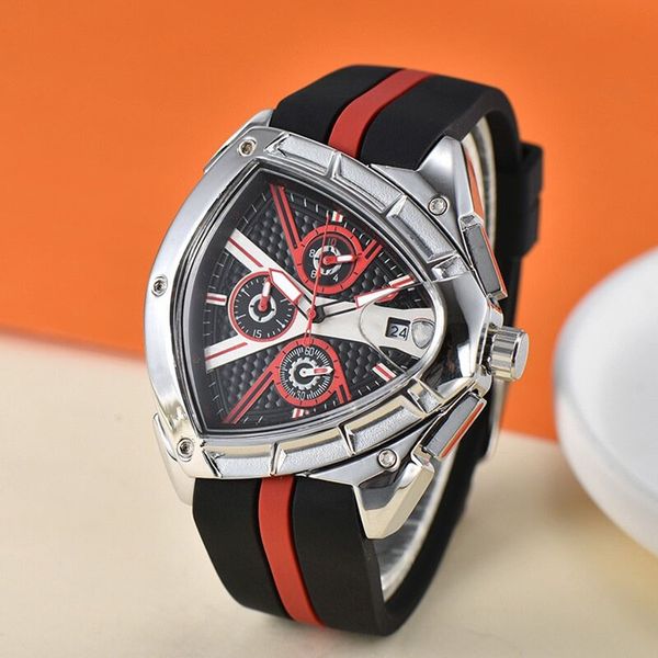 Orologi da polso Top Triangle Diall Orologi da uomo Movimento al quarzo Data automatica Orologio da polso sportivo Cronografo Orologi con cinturino in caucciù