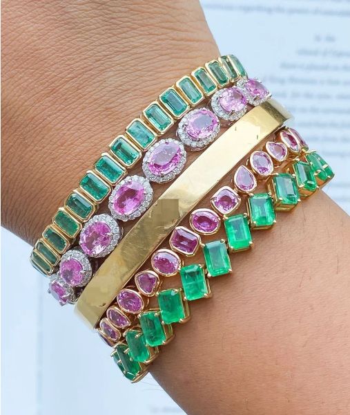 Armbänder Sommer Neue Gold Farbe Grün Schmuck Geometrische Rechteck Lünette Set Zirkonia CZ Tennis Armband