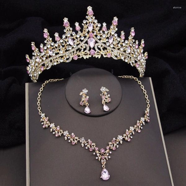 Colar brincos conjunto de qualidade cristal noiva para mulheres tiaras luxo gargantilha coroa vestido casamento nupcial conjuntos africanos