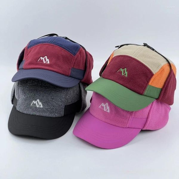 Бейсбольные кепки, модные бейсбольные кепки контрастного цвета для мужчин и женщин, зимние уличные кепки для пеших прогулок, защита от холода, защита ушей, ретро шапки-бомберы