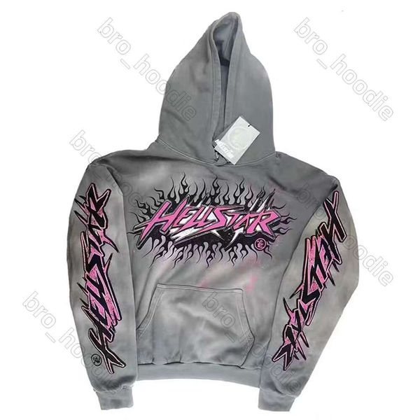 Homens Tracksuits Designer Moletom Hellstar Hoodie Tracksuit Manga Longa Sweatpants Cinza Hell Star Hoodie e Calça Rosa Y2K Lavado Old Hoodie Sweater Set 127