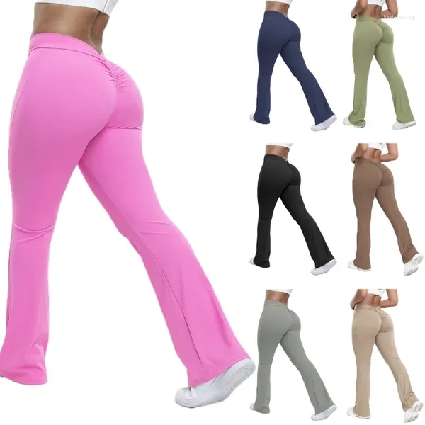 Pantaloni da donna Leggings svasati bootcut per donna Controllo della pancia Vita alta Scrunch sulla schiena BuLift Allenamento gamba larga Yoga