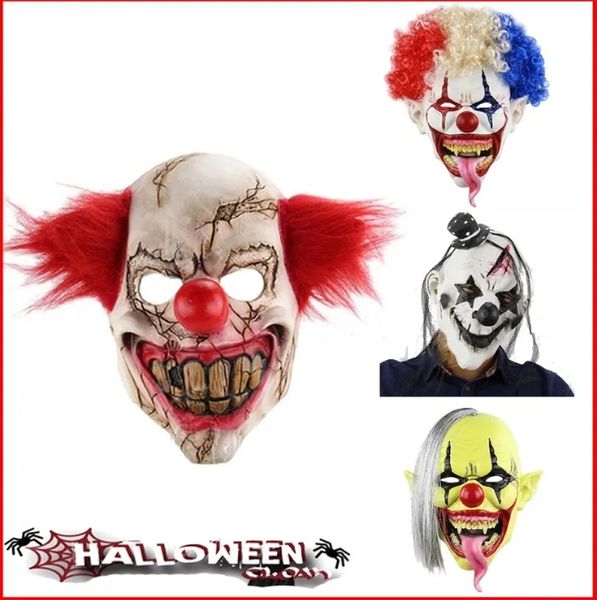 Maschera da Clown Spaventoso Puntelli di Halloween Maschera da Festa di Carnevale Clown Orribile Maschera da Clown Demone in Lattice per Uomini Adulti