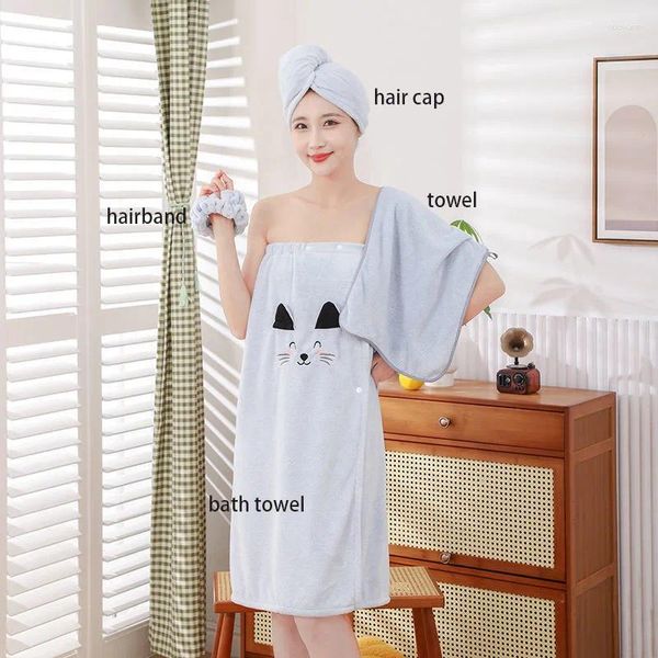 Asciugamano Plus Size Accappatoio indossabile 4 pezzi Set da bagno per donna Tessili per la casa in microfibra morbido assorbente Asciugamani da bagno per sauna